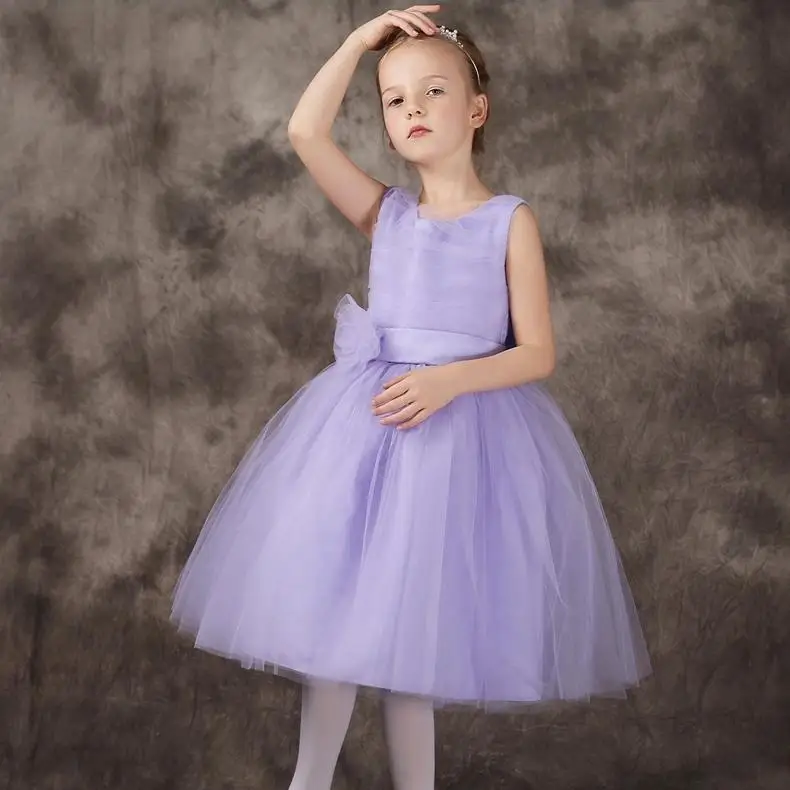 2018 New Model Girl Dress Kids Purple Sleeveless Princess For Party Vestido Children Clothing
