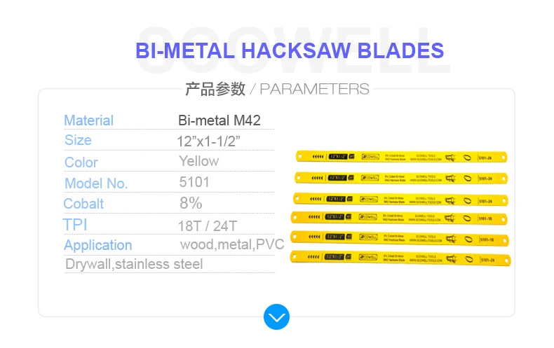 30% off scowell гибкий HSS биметаллических кольцевых пил, M42 8% кобальта 1" x1/2"(300 мм Длина) лезвия ножовки 5 шт. 24TPI и 5 шт. 18TPI ручная пила