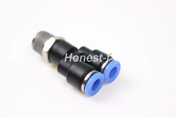 

Pneumatic Push in Quick Touch to Y Shaped Connect Fitting 1/4" OD Tube x 1/4" Male NPT Quick Coupler