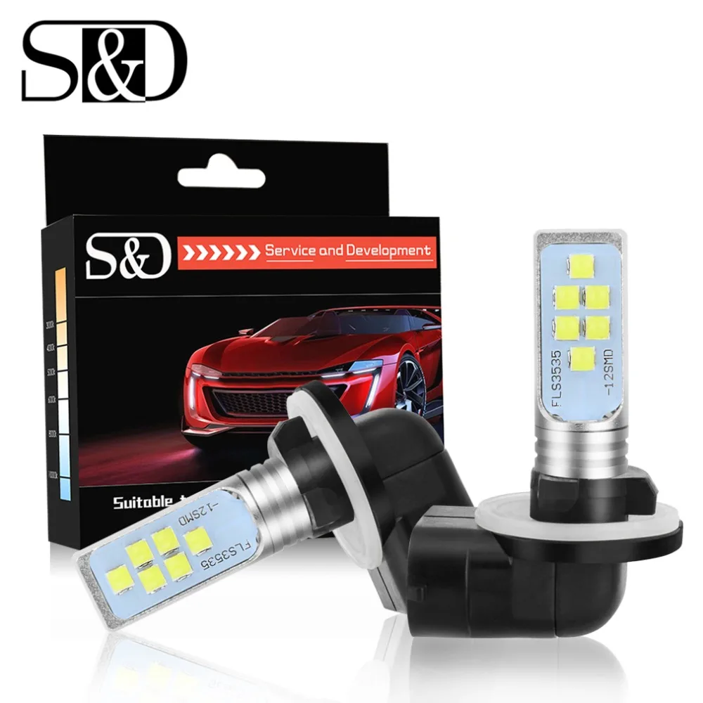

2Pcs H27 880 881 LED Bulbs P13W PSX26W Car Driving Fog Lights FLS3535 Super Bright 6000K White Lamp H27W/2 H27W/1 Auto 12V 24V