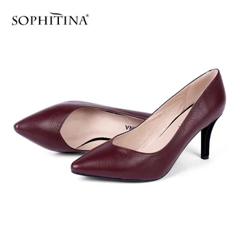 

SOPHITINA Sexy Pointed Toe Pumps Fashion Solid Mature Comfortable Lady Super High Thin Heel New Shoes Hot Sale Unique Pumps X03