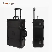 20 «24» zoll Vintage Reise Roller Trolley Gepäck, Mode männlich weiblich schwarz Koffer Koffer, Hohe qualität mit niet Rod Box