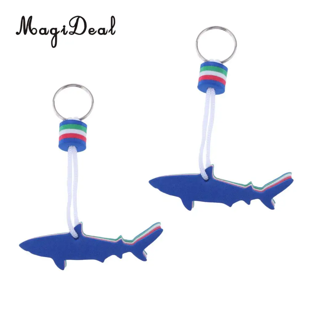 MagiDeal 2x Safety Floating Shark EVA Keychain Keyring Key Float for Swimming Pool Surfing Marine Boat Yachting Sailing Rafting