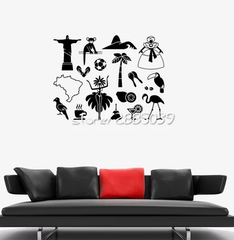 

Latin America Symbol Wall Stickers Brazil Carnival Wall Sticker Vinyl Removable Wall Decal Waterproof Design Mural SA842