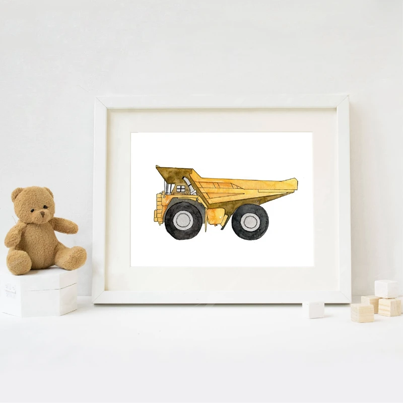 Construction Vehicle Canvas Poster Boys Room Decor