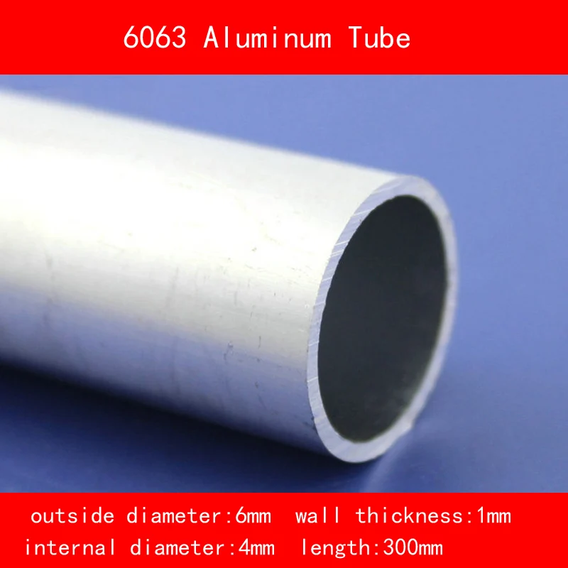 

external diameter 6mm internal diameter 4mm wall thickness 1mm Length 300mm 6063 Aluminium Tube AL Pipe D6*D4*300MM