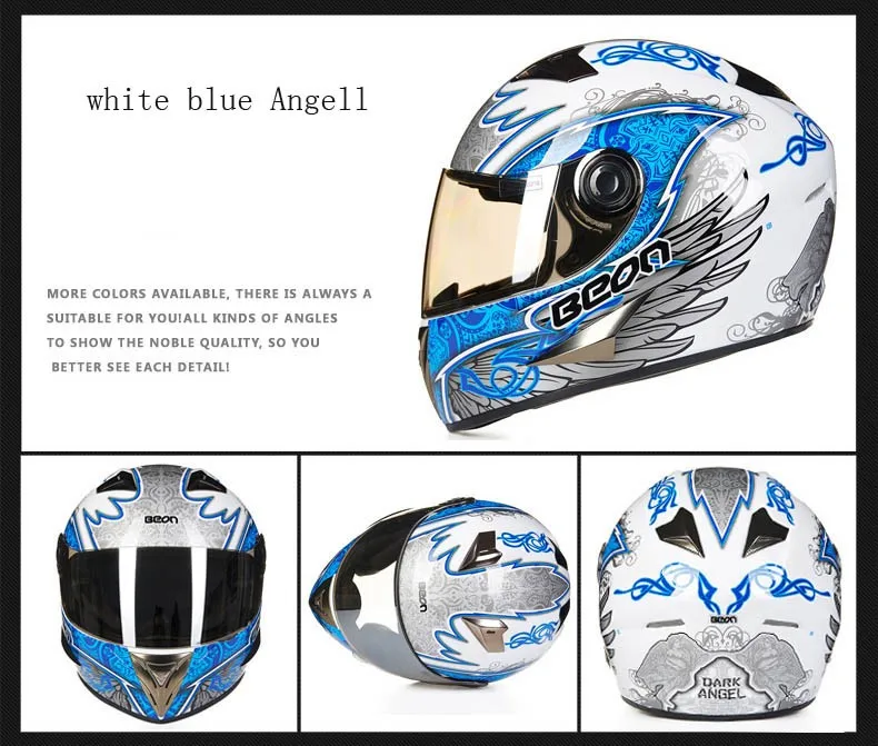 Синий золотой цвет BEON Полный мотоциклетный шлем мужские/женские зимние теплые защитные мотокросса мотоциклетные шлемы АБС-пластик
