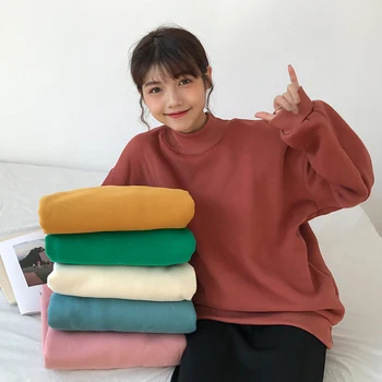 

2019 New Korean Harajuku Women Casual Loose Sweatshirts Autumn Winter Long Sleeve Pullover Fleece Hoodies