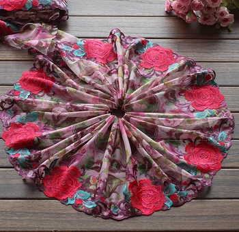 

2 Yards Lace Trim red Embroidered blue Lace Ribbon 9.46 Inches Wide French Lace Fabric High Quality