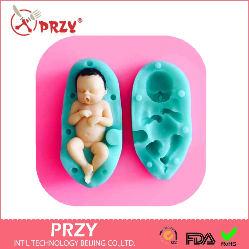 

New Arrival PRZY Cute 3d Baby Silicone Mold Fondant Silicon Mold Cake Decoration Mold Sleeping Baby F1869