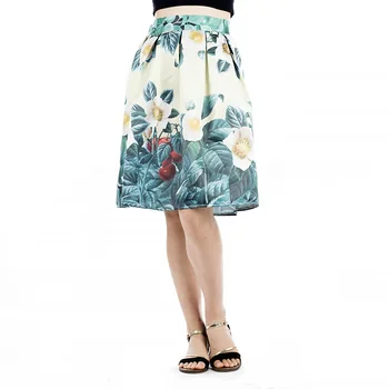 

Hot New Women's Fashion European and American Ancient Printed Pendulum Retro Skirt Mujer Faldas 2018