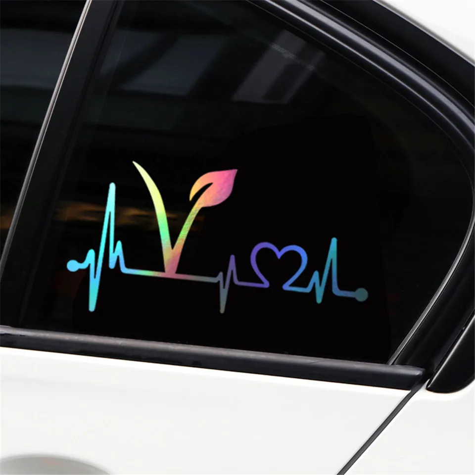 20.3cm10.2cm Car Sticker Vegan Vegetarian Heartbeat Lifeline Vinyl Car Accessories car-styling decals (4)