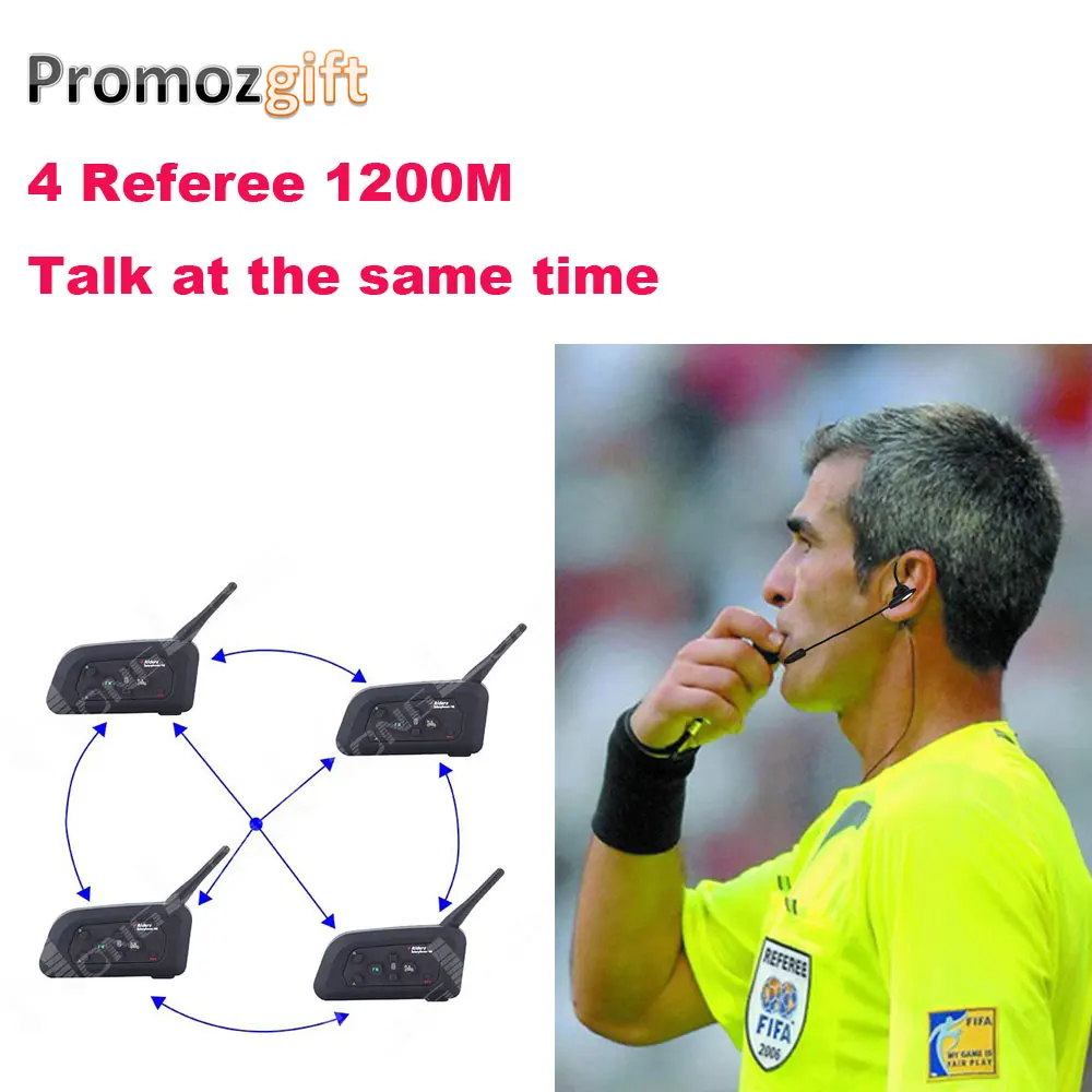 

2018 4 Referees talk at the same time Soccer Coach Football bluetooth wireless intercomunicadore arbitro Referee Headset