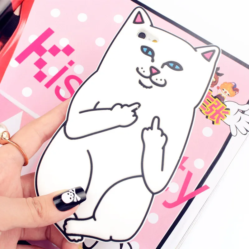 For iPhone 5 5s/ 5c/ SE /6 6s 4.7&quot / 6 Plus 5.5&quot RIPNDIP Pocket Cat Silicone Rubber Cell Phone Cases Covers Case |