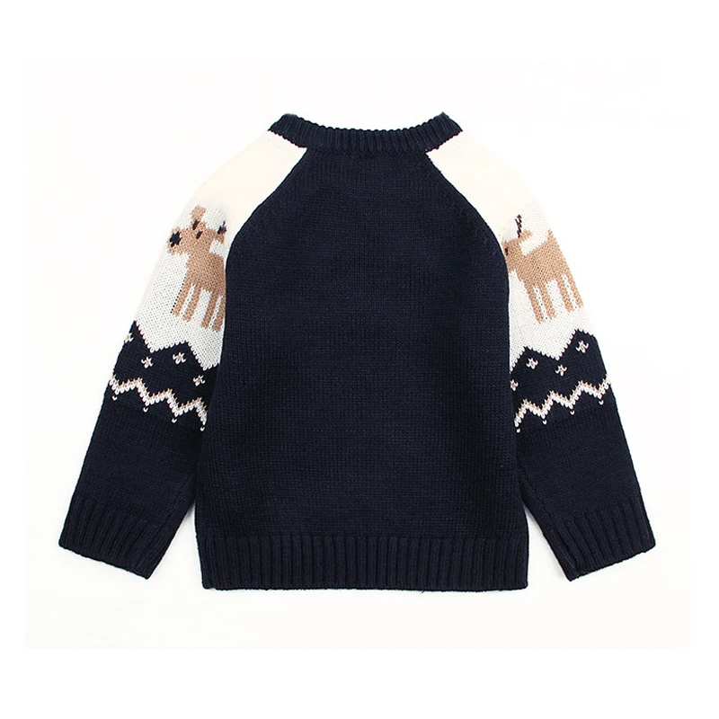 Зимняя одежда для маленьких девочек и мальчиков 6 мес.-24 мес., детские пуловеры с рисунком оленя, джемпер с длинными рукавами и круглым вырезом для новорожденных, свободный свитер, DC329