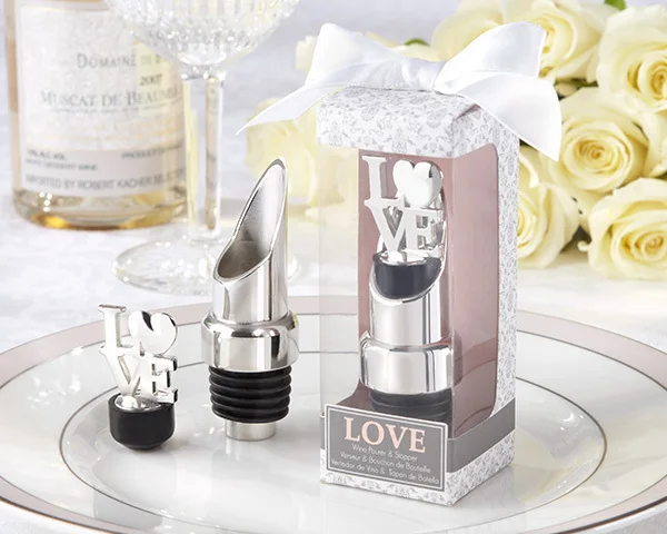 (20Pcs/ot ) Practical Wedding Favors of LOVE Chrome Pourer and Bottle Stopper for Bridal Shower Party Decorations | Дом и сад