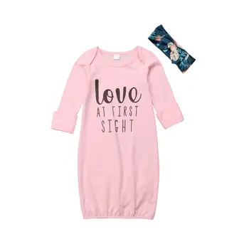 

Pink Newborn Infant Baby Girl Sleeping Gown Pajamas Coming Home Outfits/