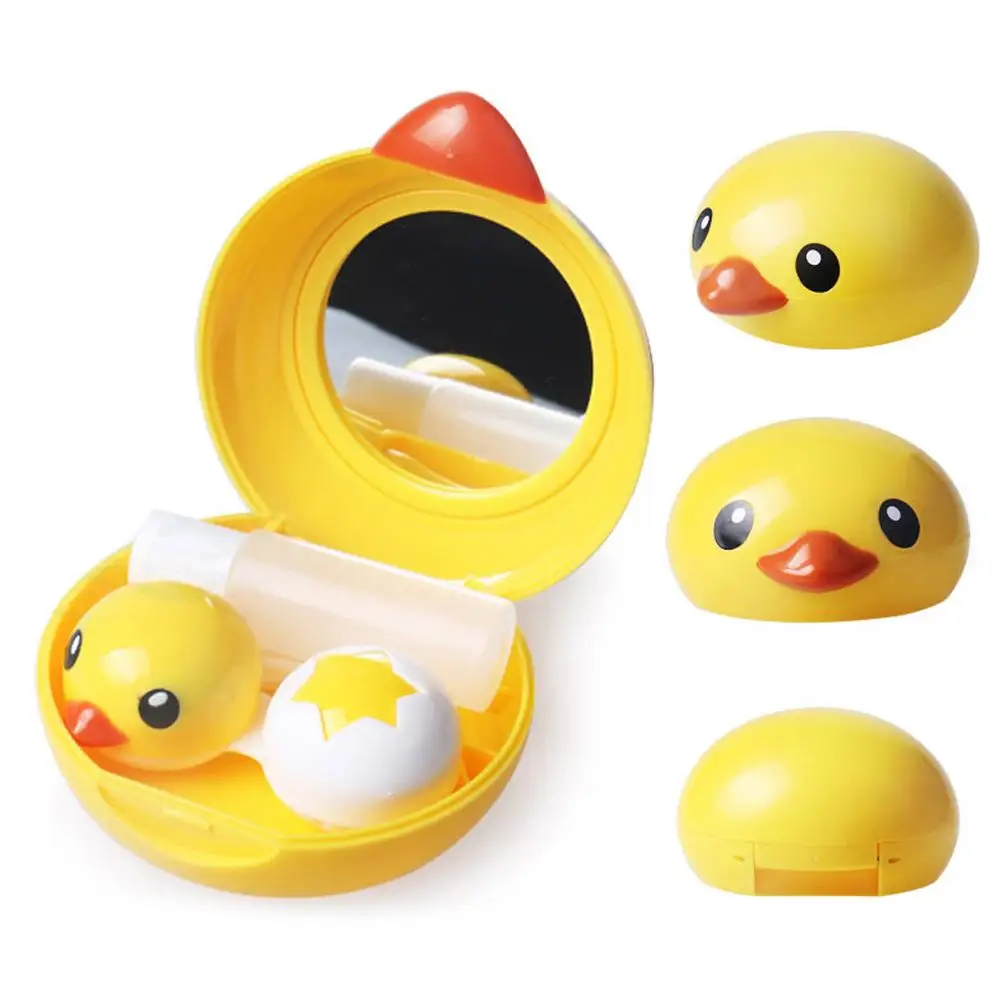 Ultrasonic Automatic Eyes Lens Washer Cleaning Case Cute Cartoon Yellow Duck Shaped Lens Cleaning Storage Box 5
