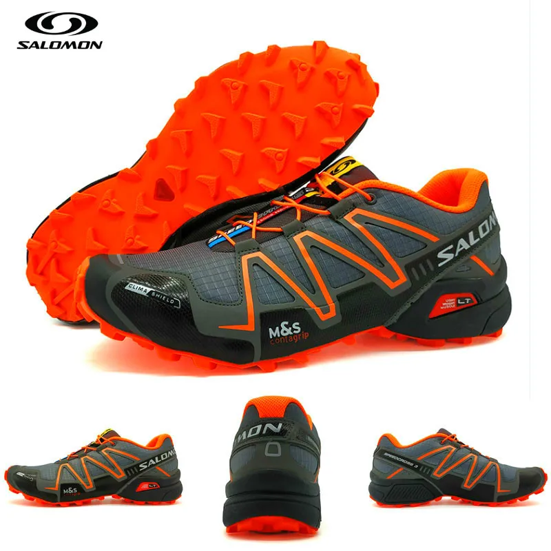

New Origial Salomon Speed Cross 3 CS III Anti-slip Men Sports Shoes Light Weight Male Running Shoes Black Orange New Arrival hot