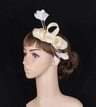 

Fashion fascinator headwear sinamay with feather church show hair accessories millinery cocktail hats wedding bridal hairstyle