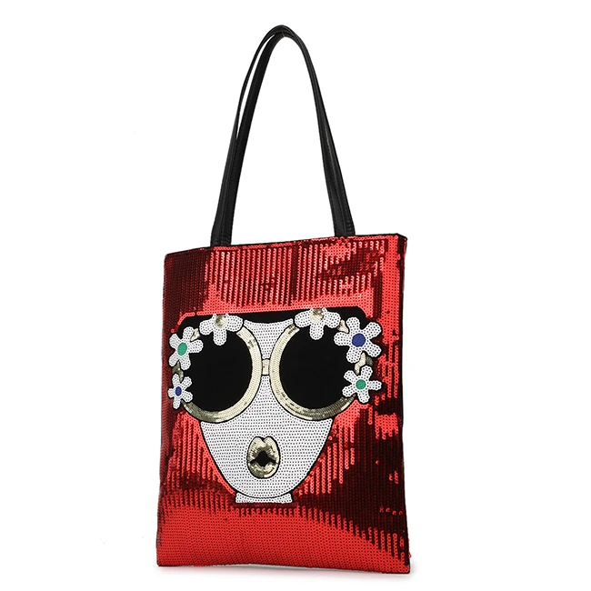 Дизайн блесток лоскутное из искусственной кожи Модные женские мультфильм женщина щенок сумка-шоппер Повседневное Мужская тотализаторов сумка дамы кошелек