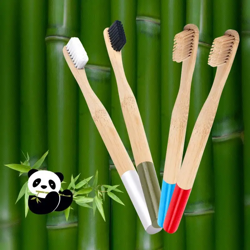 Взрослые дети eco-friendly зубная щетка из натурального бамбука темно-серые низкие углеродный нейлоновый Защита окружающей среды деревянная зубная щетка "Радуга" Прямая поставка