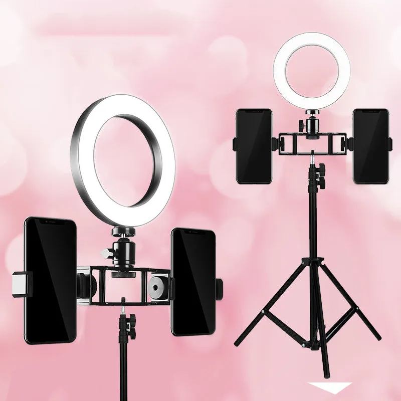 Photo-Studio-Ring-Light-3200-5800K-10-26cm-Double-Phone-Clamp-LED-Selfie-Ring-Lamp-Photographic