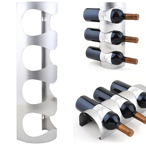3/4 Bottles Metal Wine Rack Wall Mounted Bar Wine Bottle Holders