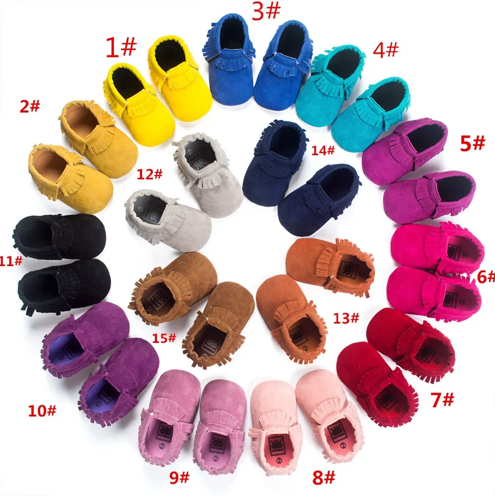 ¡Venta caliente! 15 colores romirus zapatos de bebé infantil niños niñas zapatos caminantes primer bebé mocasines zapatos bebe 0 ~ 18 M CX20A