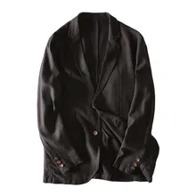 Новое поступление, роскошный мужской блейзер, осенний Карманный однотонный льняной Блейзер, приталенный мужской костюм, мужские пиджаки Terno, мужская куртка, верхняя одежда