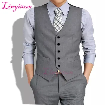 

Linyixun 2018 Costume Homme Grey Vest And Grey Pant Casual Style Fashion Terno Masculino Trajes De Hombre Vest And Pant 2 pieces