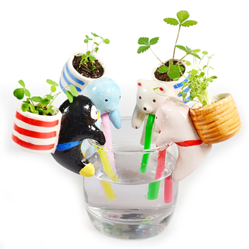 

ZTOYL Funny Cartoon Drinking cup Animal Tail drinking straws self watering planter probes pot Peropon Watering plate chuppon Toy