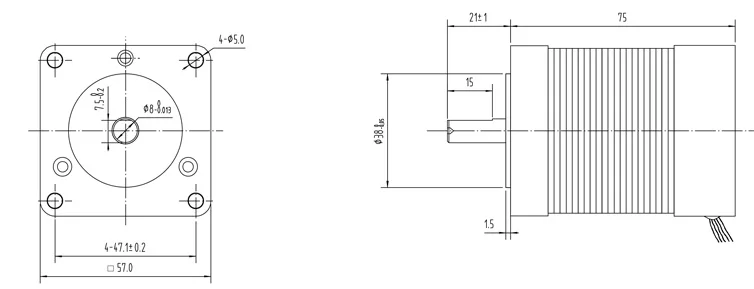 Бесщеточный двигатель постоянного тока 57BL75S10-225TF9 24V 100 Вт бесщеточным двигателем постоянного тока замкнутый контур 42/80