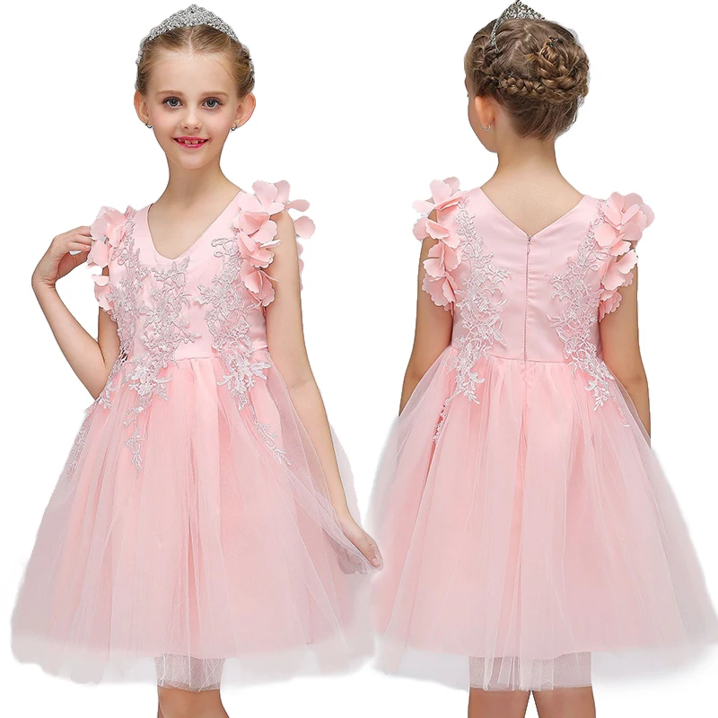 

2019 Elegant Baby Girls Wedding Evening Formal Dresses For Kids Girls Birthday Party Princess Dress Children's Clothes 2-12yrs