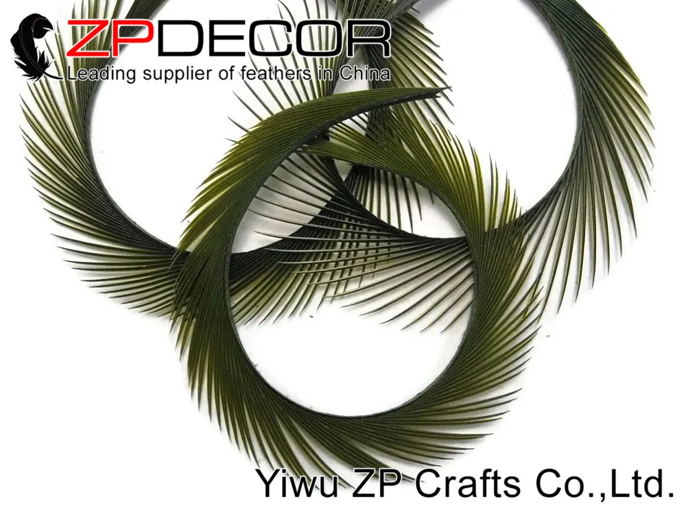 Goose Biot Feathers, 1 YARD - OLIVE Goose Biots Wholesale Feather Trim   159    3