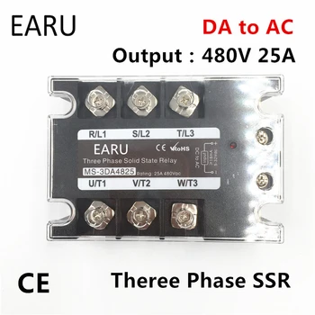 

TSR-25DA SSR-25DA Three Phase Solid State Relay DC 5-32V Input Control AC 90~480V Output Load 25A 3 Phase SSR High Power DA4825