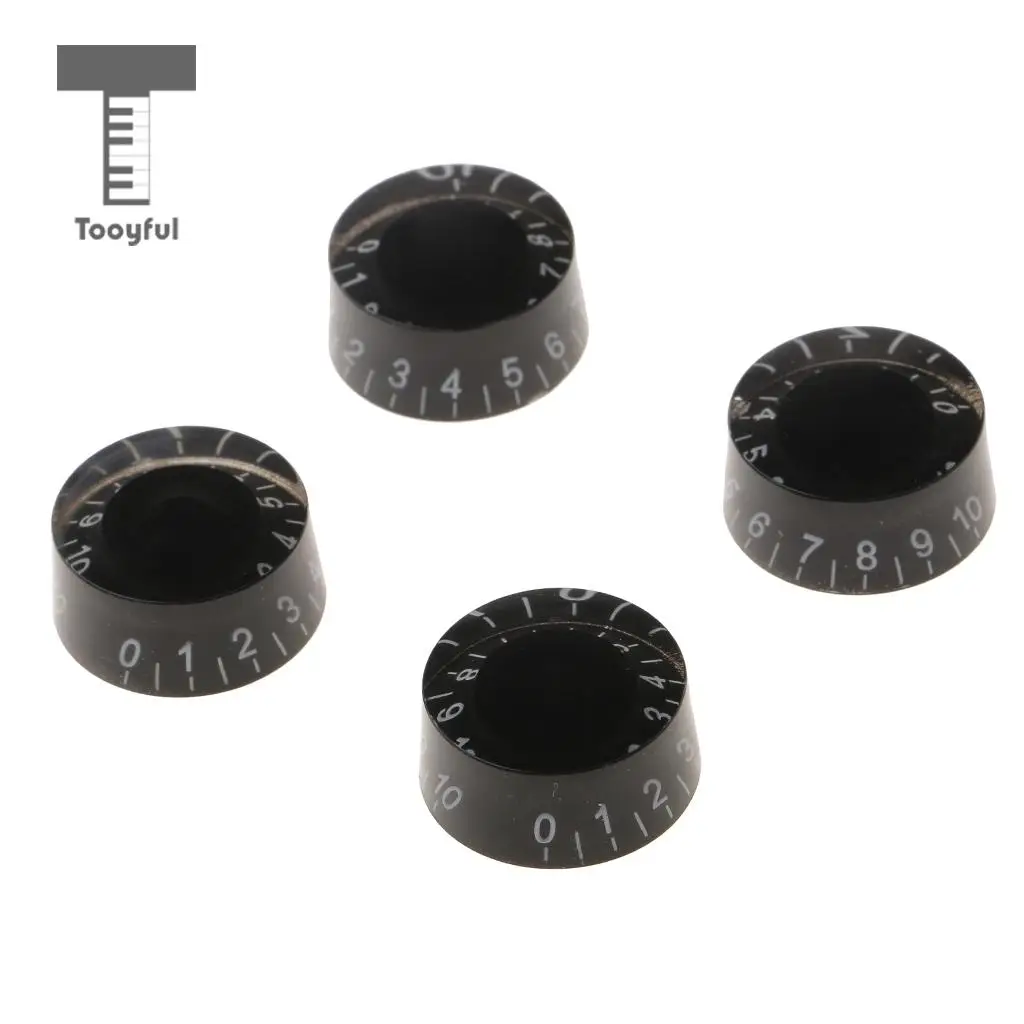 Tooyful Set of 4 Black Plastic Speed Volume Control Knobs with White Scale Replacement for LP Electric Guitar Parts 