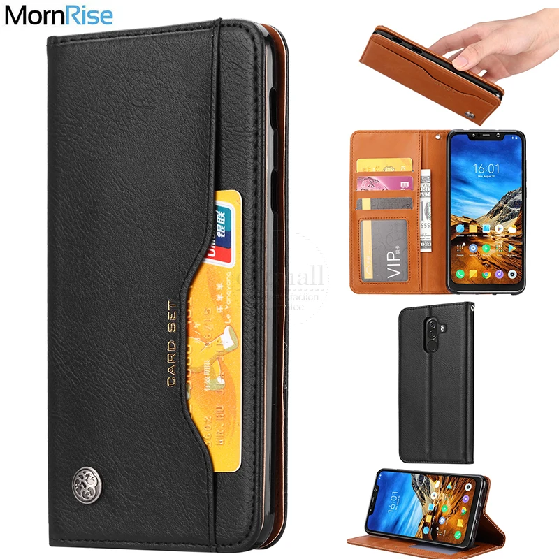 

New Luxury Vintage Suede Leather Cover For XiaoMi Pocophone F1 Case Wallet Card Stand Magnetic Book For Poco F1 Classic Cases