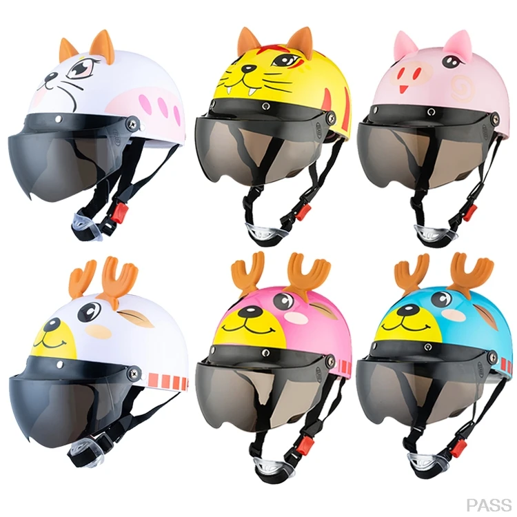 Мото rcycle детский шлем Дети Лето милый мультфильм Защитная Экипировка шлем с очками катание на скутере Мото шлем