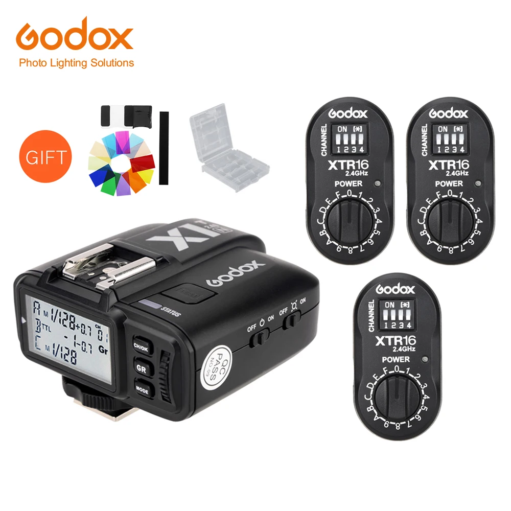 Godox 3x XTR-16 Беспроводной 2,4G Мощность Управление вспышки приемники+ X1T-N ttl Беспроводной передатчик для Nikon DE300 DE400 SK300 SK400