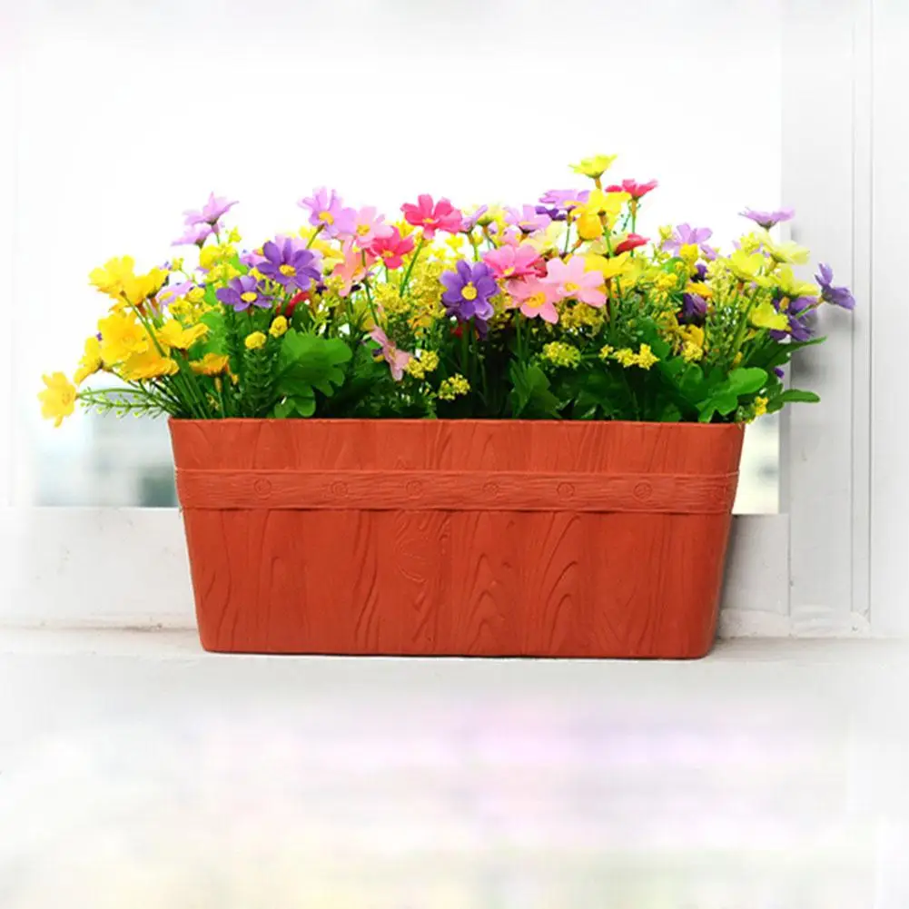 LanLan Stylish Tree Grain Rectangle Flowerpot with Water Barrie Balcony