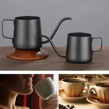 

1PC 250/350ml Stainless Steel Gooseneck shape Manual Drip Coffee Pot Spout Long Mouth kettle Teapot Coffee Maker
