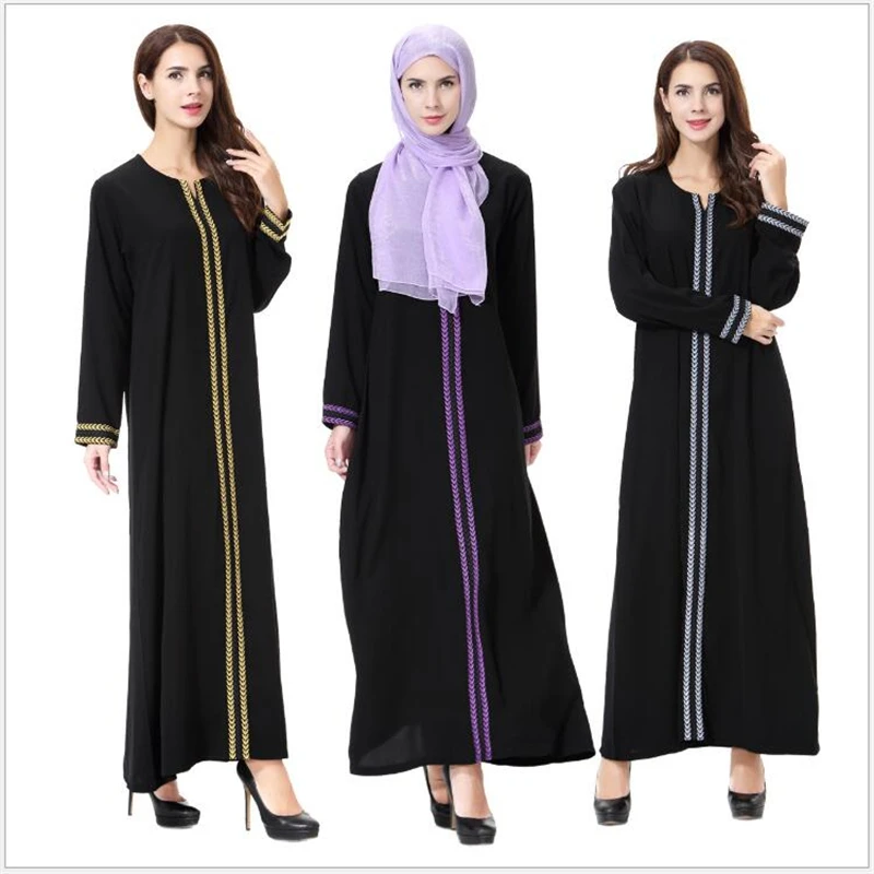 

Fashion Muslim dress long sleeve women robe loose dress Arabic dubai abaya dress Ready stock Turkish islamic clothing R056