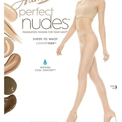 Hanes 617914136611 Perfect Nudes Sheer to Waist Run Resistant Light Tummy Control Hosiery True Black - 5 by 6X (1)