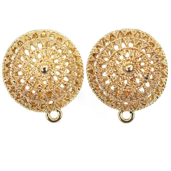 

Fashion Jewelry 2017 Clip Earrings Base For Women Copper Round Hollow Out DIY Earrings Accessories 50 Pairs Free Shipping ET007