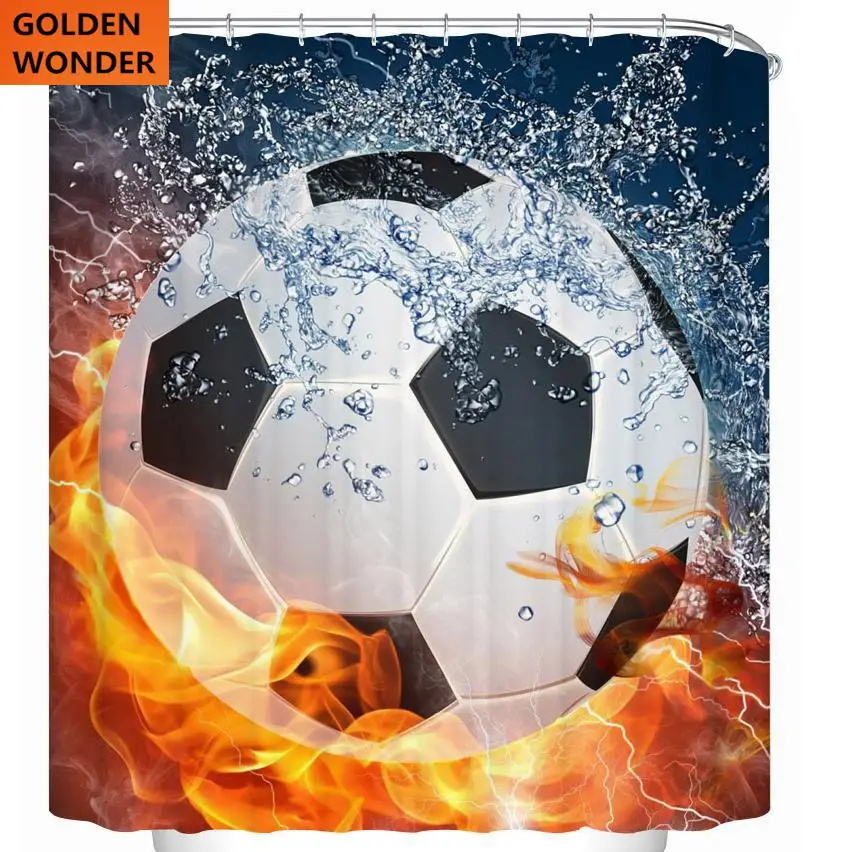 

New Arrival Mildew Waterproof Bathroom Curtain Shower Curtains Football Fans Personalized Home Decor Thick Fabric High Quality