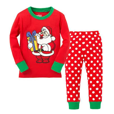 

Pudcoco 2Pcs Kids Christmas Santa Claus Outfits Long Sleeve Polka Dot Pullover Fashion New Casual Hot Tops+Pants Pyjama Sets2-8Y