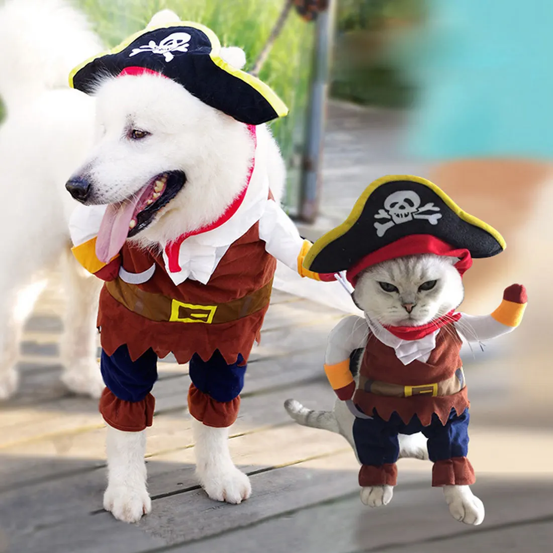 S XL Pirate Dogs Cat Halloween Cute Costume Clothing Corsair Pirate