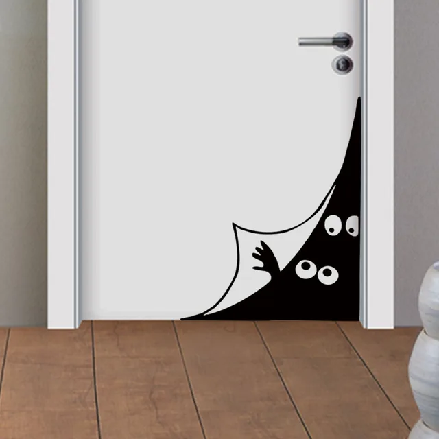 creative humour peeping monster eyes wall decals funny door corner