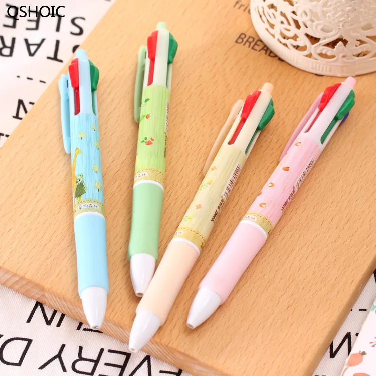 

40PCS/SET Pet Forest Four-color Ball Pen Creative Pen Student Korean Lovely Multifunctional Ball Pen Multi Colors Pen